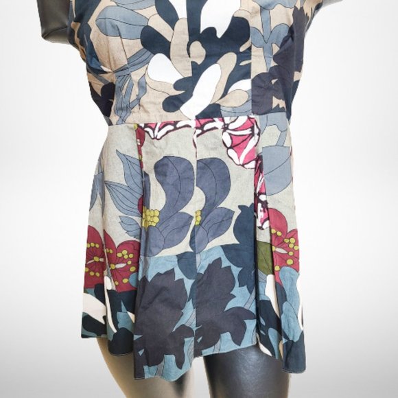 Marni Heathered Multi Floral Cotton Sleeveless Peplum Blouse/Top, - Picture 4 of 16